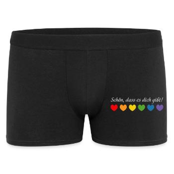 Regenbogenherzchen schoen dass es dich gibt white - Männer Boxer Shorts - Schwarz - Vorne