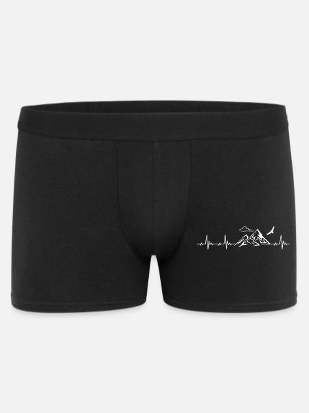 Berg Berge Gebirge Heartbeat Frequenz Puls EKG - Männer Boxer Shorts - Schwarz