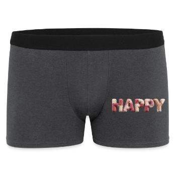Happy Motiv für Frauen Männer Typo Fans - Männer Boxer Shorts - Anthrazit - Vorne