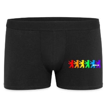 Berliner Bären / Regenbogenfarben - Männer Boxer Shorts - Schwarz - Vorne
