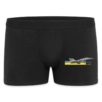 UKRAINE: Geist von Kiew Kampfjet - Männer Boxer Shorts - Schwarz - Vorne