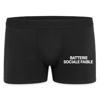Batterie sociale faible. Humour introverti drôle - Boxer Homme - noir - Devant