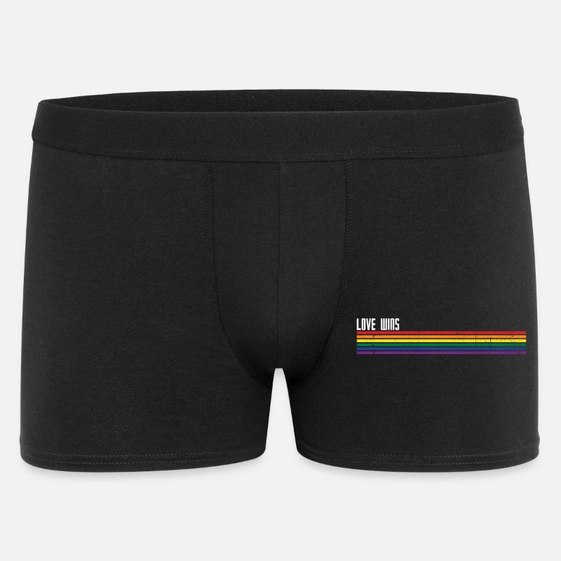 Regenbogen Streifen Pride Overlay - Männer Boxer Shorts - Schwarz