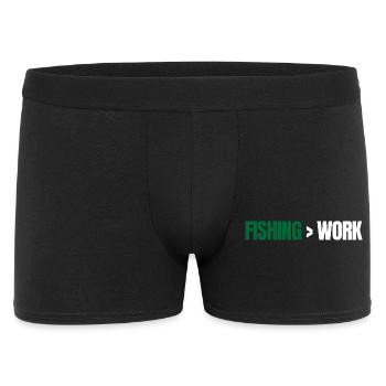 Fishing Greater Than Work – Angeln Design - Men's Boxer Shorts - black - Front