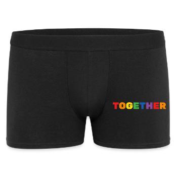 TOGETHER Regenbogen Schriftzug LGBTQ+ - Männer Boxer Shorts - Schwarz - Vorne
