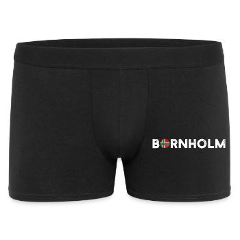 Bornholm Flagge Schriftzug - Männer Boxer Shorts - Schwarz - Vorne