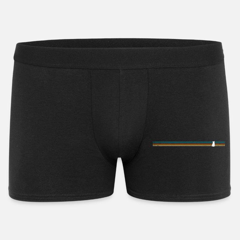 Silhouette de chat rétro rayé - Boxer Homme - noir