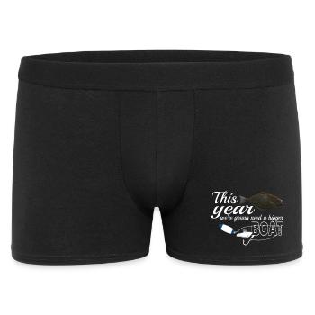 Heilbutt Angler in Norwegen / Island bigger boat - Männer Boxer Shorts - Schwarz - Vorne