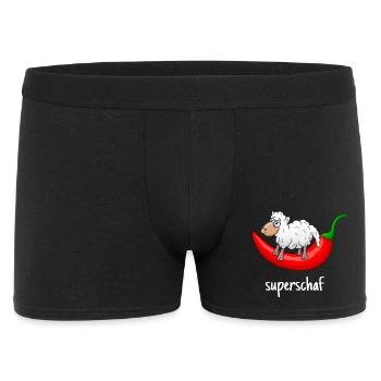 Superschaf, Schaf, Chili, lustiges Schaf, scharf - Männer Boxer Shorts - Schwarz - Vorne