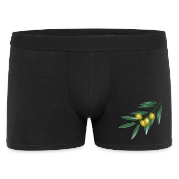 Branche d'olivier aux quatre olives. Symbole de paix - Boxer Homme - noir - Devant