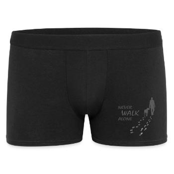 Hund - NEVER WALK ALONE Gassi - Männer Boxer Shorts - Schwarz - Vorne