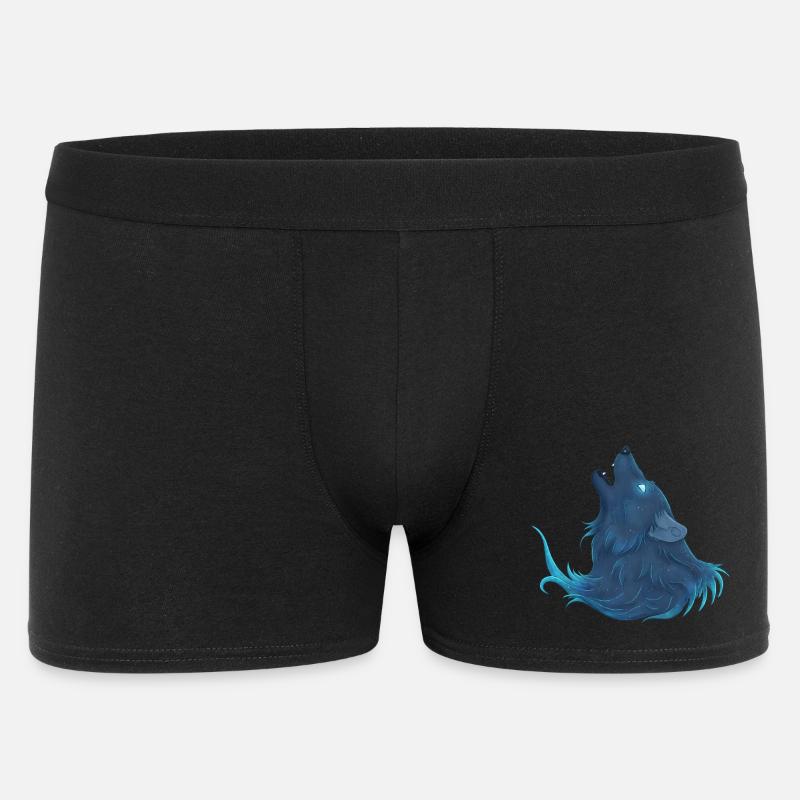Heulender blauer Wolf - Guide Loup Bleu - Männer Boxer Shorts - Schwarz