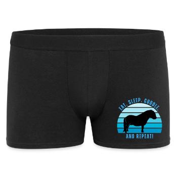 Shetlandpony-Glück - Sonnenuntergang im Retro-Stil - Männer Boxer Shorts - Schwarz - Vorne