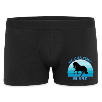 Welsh-Pony im Galopp Sonnenuntergang im Retro-Stil - Männer Boxer Shorts - Schwarz - Vorne
