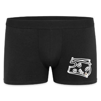 Cartoon Käse mit Minifigur - Männer Boxer Shorts - Schwarz - Vorne