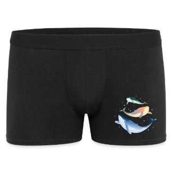 Trois baleines scintillantes aux couleurs vives dans l’océan - Boxer Homme - noir - Devant