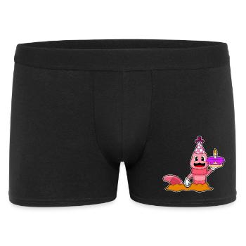 Wurm Geburtstag Kuchen - Männer Boxer Shorts - Schwarz - Vorne