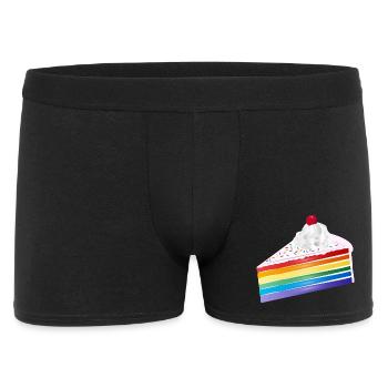 Morceau de gâteau arc-en-ciel à la crème et à la cerise - Boxer Homme - noir - Devant