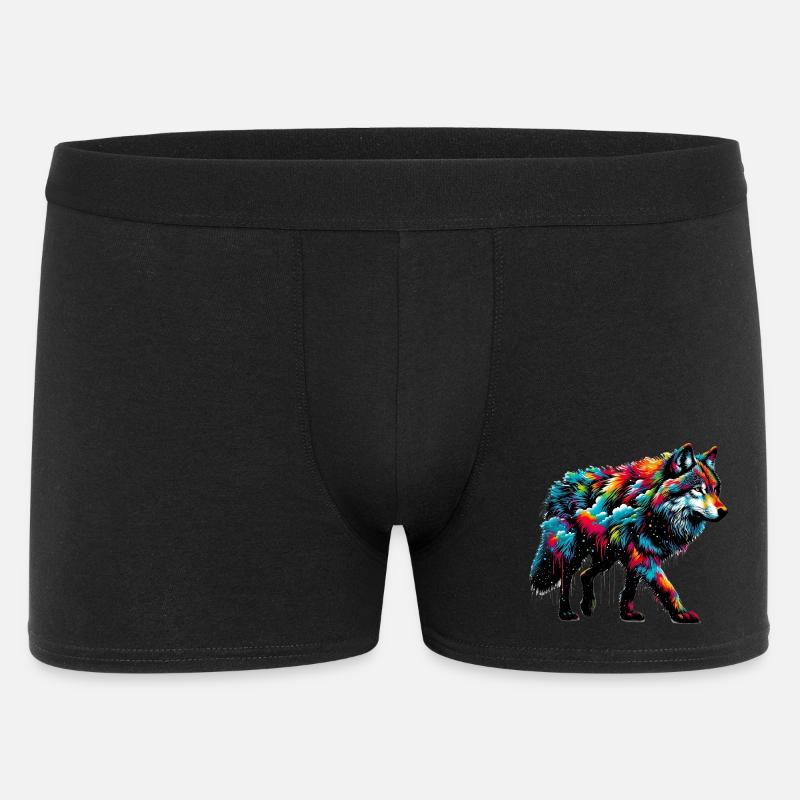 Wolf - Männer Boxer Shorts - Schwarz