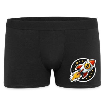 Bitcoin Rakete hebt ab zu den Sternen - Männer Boxer Shorts - Schwarz - Vorne