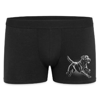 Labrador courant joyeux dans le style de dessin - Boxer Homme - noir - Devant