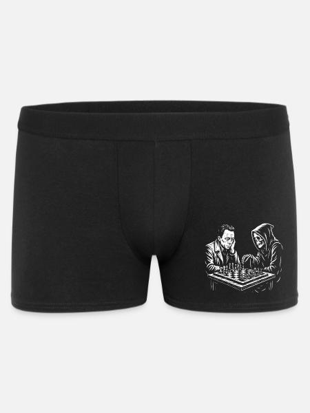 Albert Camus spielt Schach mit Sensenmann - Männer Boxer Shorts - Schwarz