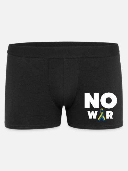 No War Text mit ukrainischer Solidaritätsschleife - Männer Boxer Shorts - Schwarz