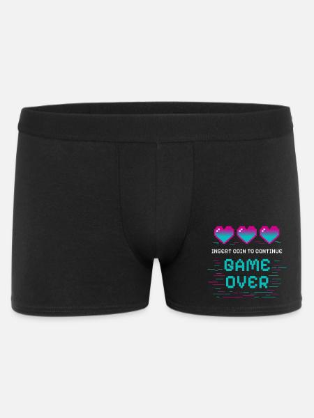 Retro Pixel Heart mit Gaming-Motiv - Männer Boxer Shorts - Schwarz