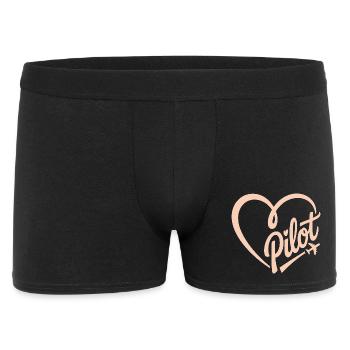 Pilot und Flugzeug - Männer Boxer Shorts - Schwarz - Vorne