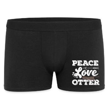 Sea Otter Cartoon Peace Love - Men's Boxer Shorts - black - Front