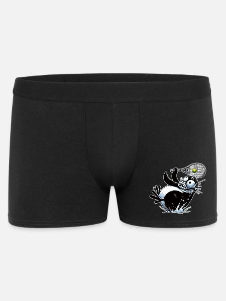 Funny penguin playing tennis with racket - Men's Boxer Shorts - black