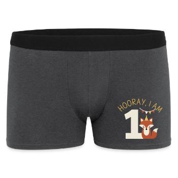 Hooray I'm 1 Sweet Fox Birthday - Men's Boxer Shorts - charcoal grey - Front