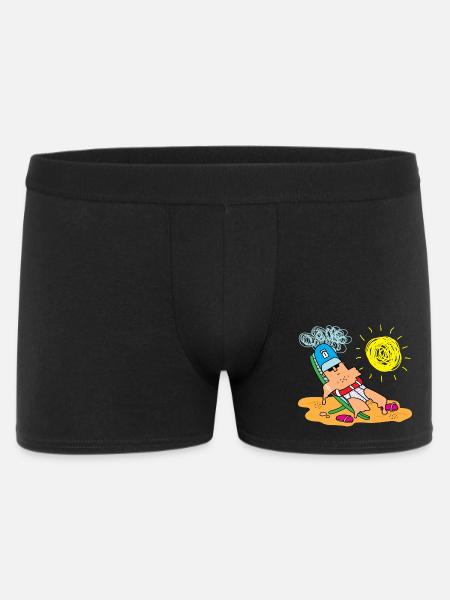 Sunny Beach Lounger Cartoon - Männer Boxer Shorts - Schwarz