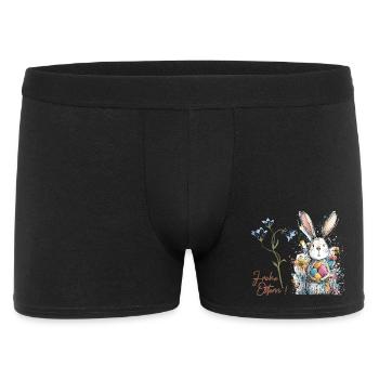Osterhase mit bunten Eiern - Männer Boxer Shorts - Schwarz - Vorne