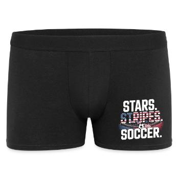 Stars Stripes Soccer – USA Fußball Fan - Männer Boxer Shorts - Schwarz - Vorne