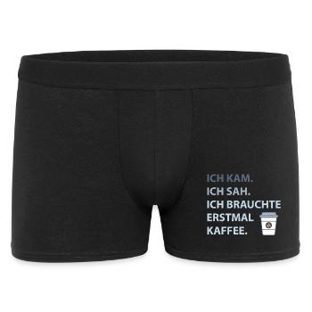 Ich kam. Ich sah. Ich brauchte erstmal Kaffee. - Männer Boxer Shorts - Schwarz - Vorne