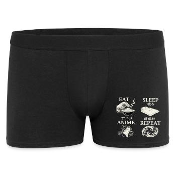 Eat Sleep Anime Repeat - Männer Boxer Shorts - Schwarz - Vorne