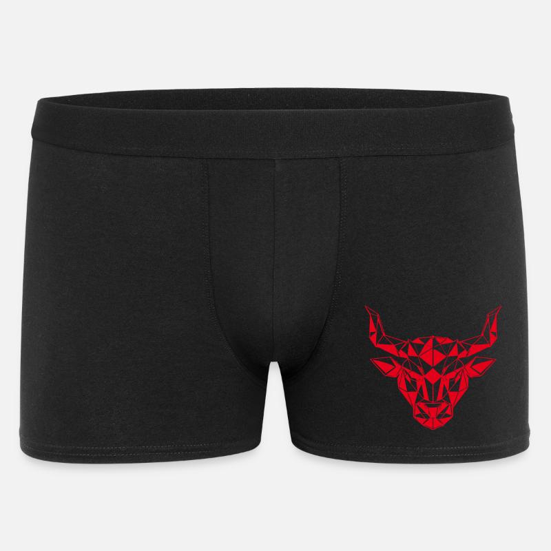 Roter Low-Poly Stierkopf - Männer Boxer Shorts - Schwarz