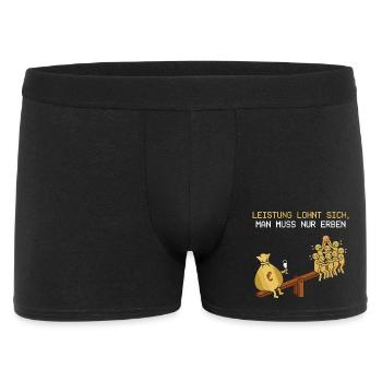 Leistung Lohnt Sich, Man Muss Erben - Männer Boxer Shorts - Schwarz - Vorne
