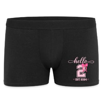 Hello 2 Est 2024 Pink Bow Design - Men's Boxer Shorts - black - Front