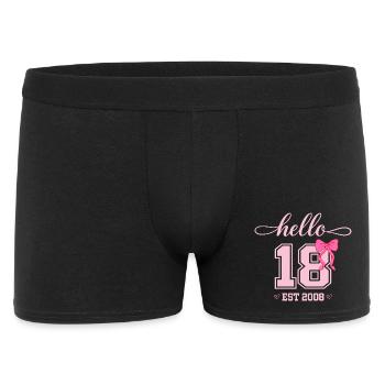 Hello 18 Est 2008 Damen Geburtstag Design - Männer Boxer Shorts - Schwarz - Vorne