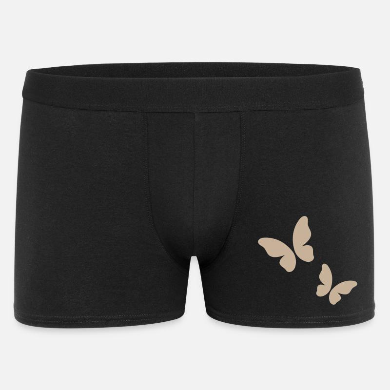 Beige Butterfly Pattern - Men's Boxer Shorts - black
