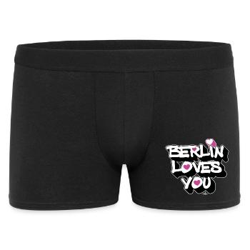 Berlin Loves You Heart 3D - Men's Boxer Shorts - black - Front