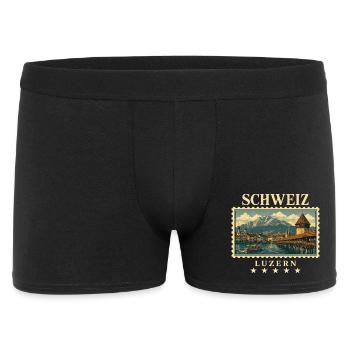 Schweiz Luzern Vintage Reisemarke - Männer Boxer Shorts - Schwarz - Vorne