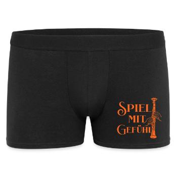 Klarinette - Spiel mit Gefühl für Klarinettistin - Männer Boxer Shorts - Schwarz - Vorne
