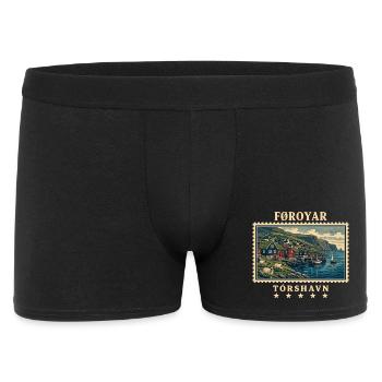 Färöer Tórshavn Vintage Reisemarke - Männer Boxer Shorts - Schwarz - Vorne