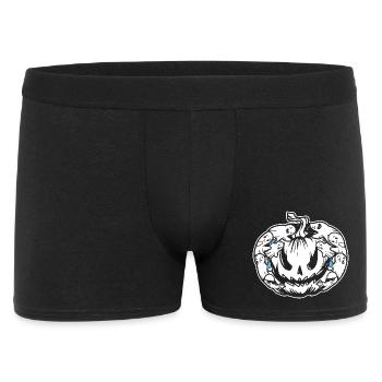 Funny Halloween Pumpkin with many ghosts - Männer Boxer Shorts - Schwarz - Vorne