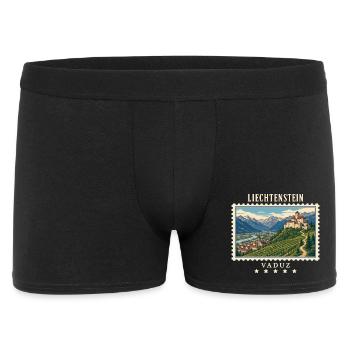 Liechtenstein Vaduz Vintage Reisemarke - Männer Boxer Shorts - Schwarz - Vorne