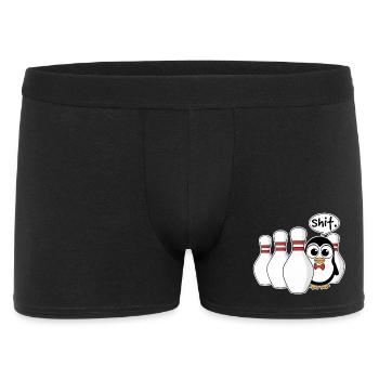 Pinguin im Kegel – Shit Moment Shirt - Männer Boxer Shorts - Schwarz - Vorne