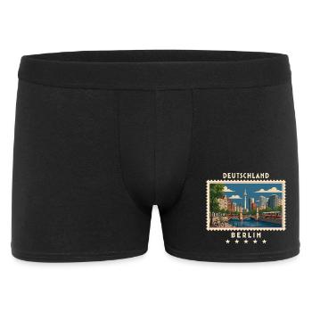 Deutschland Berlin Vintage Reisemarke - Männer Boxer Shorts - Schwarz - Vorne